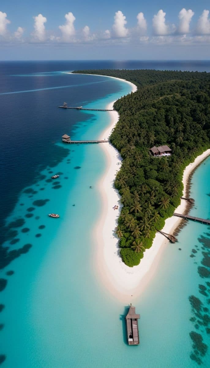 Turquoise ocean and tropical island in Lakshadweep